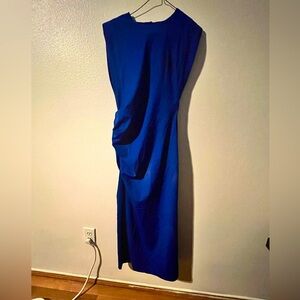 Blue draped midi dress